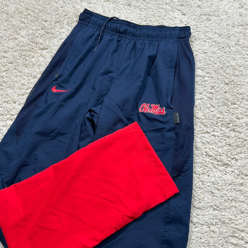 Nike Ole Miss Track Pants Small Blue Dri-FIT Joggers On-Field Rebels 30" Inseam